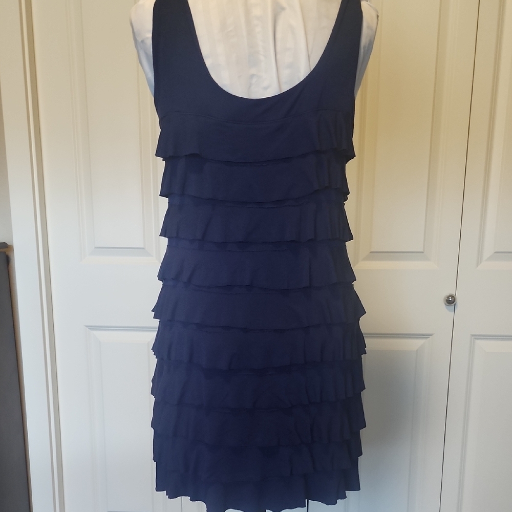 connected apparel Navy Ruffle Tank Mini Dress - Picture 5 of 6
